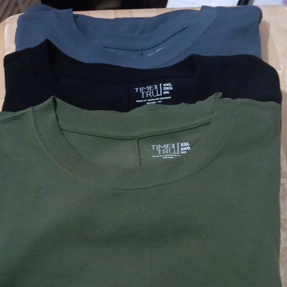 3 Dress Time and Tru Long Tee Shirt dresses Green, Black, Blue